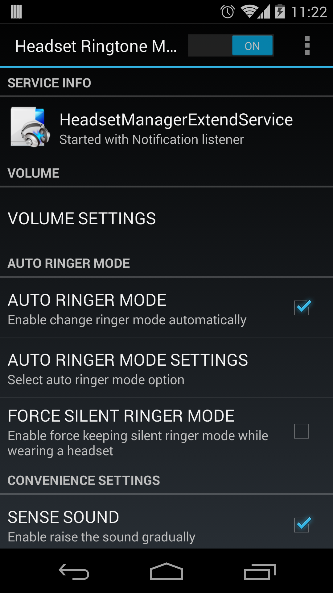 Android application Headset Ringtone Manager screenshort