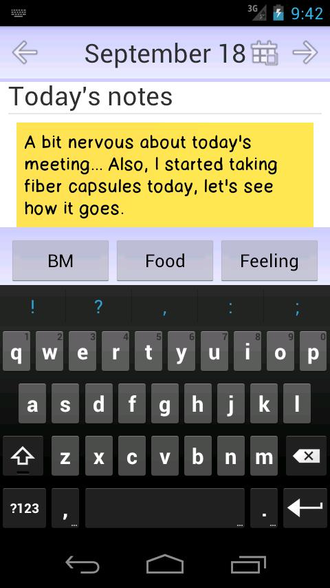 My IBS Diary Screen 3