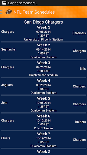 NFL Team Schedules
