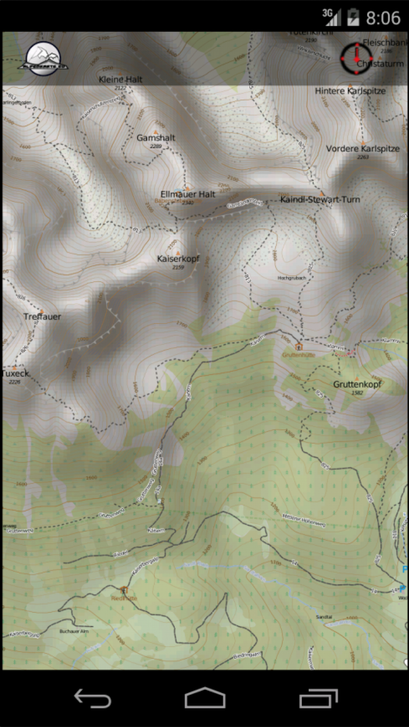 KAISER mountain range map Screen 3