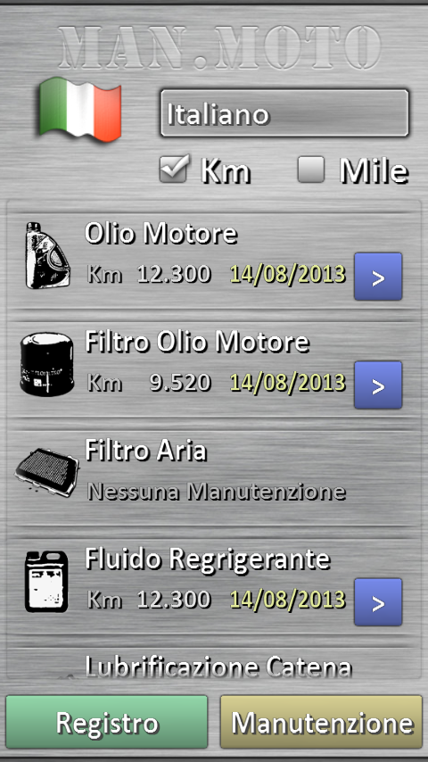Android application Motorcycle maintenance screenshort
