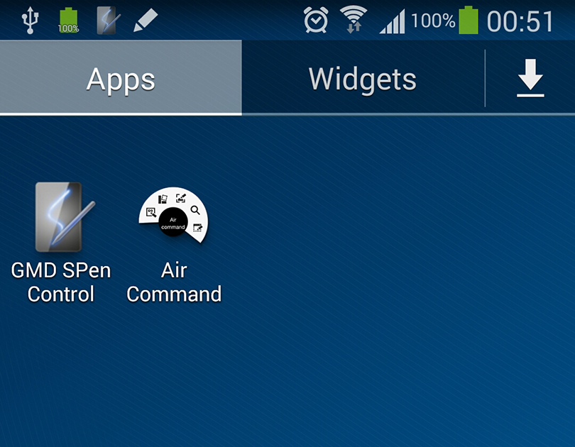 How to open Samsung's Air Command without the S-Pen?