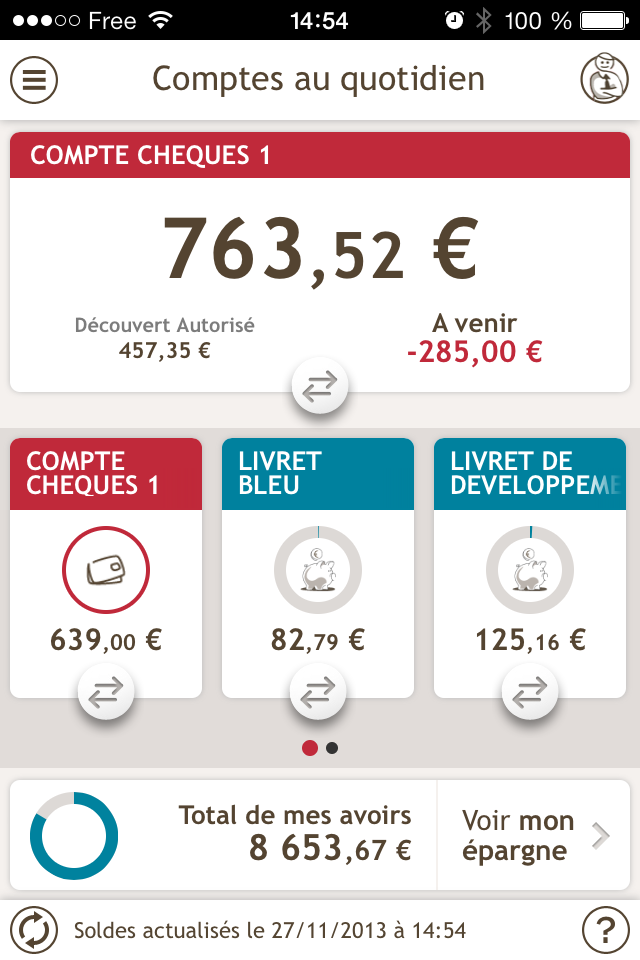Android application CMSO suivi de compte et budget screenshort