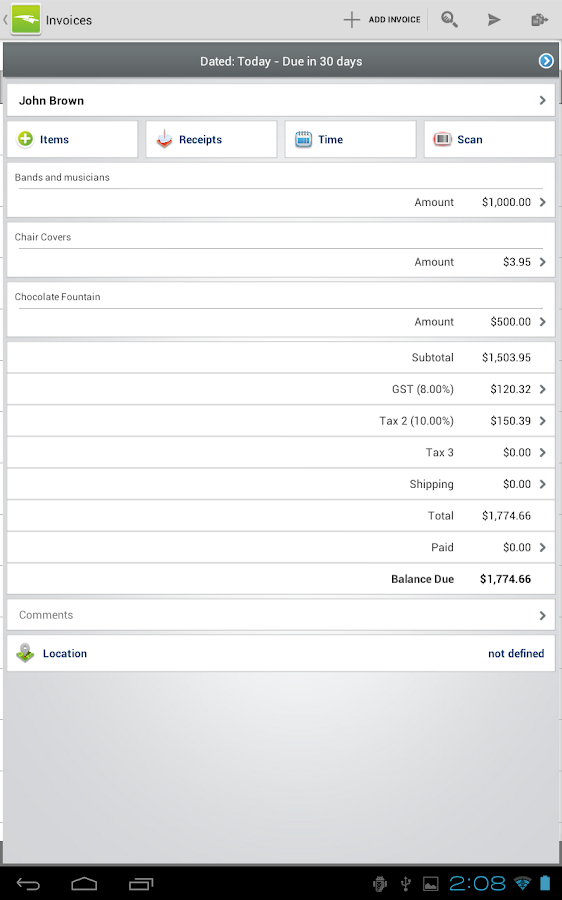 Invoice2go Plus Invoice App Screenshot