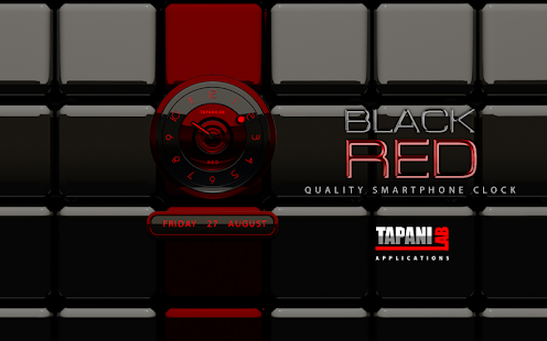 Black Red analog clock widget