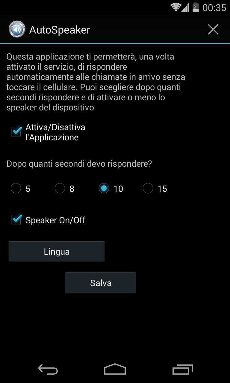 Android application Autospeaker Handsfree screenshort