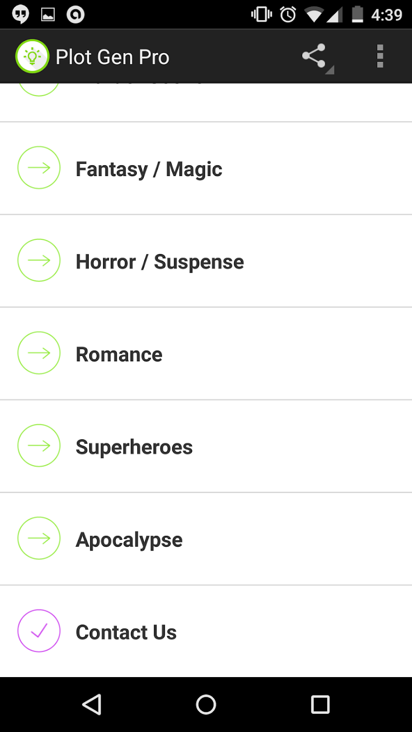 Story Plot Generator Screen 2