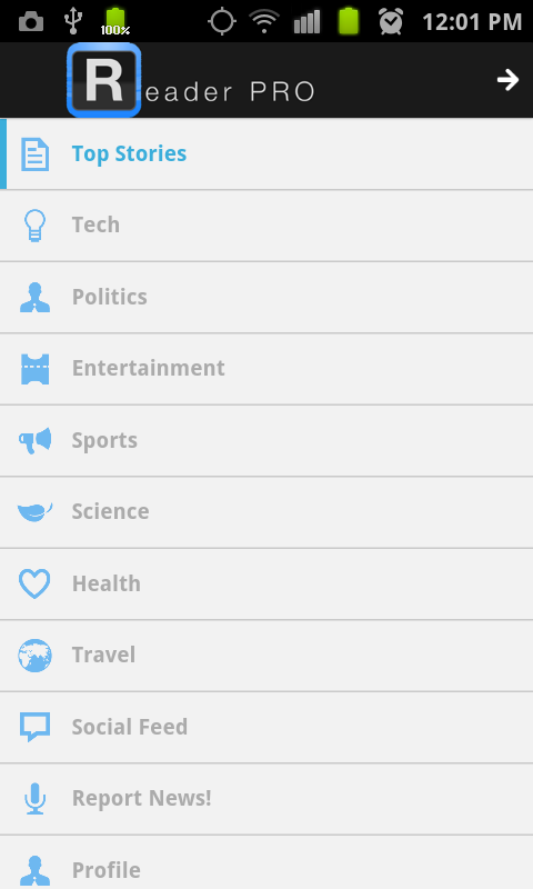 Android application Reader PRO screenshort