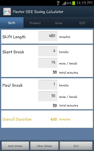 Mexter OEE Calculator