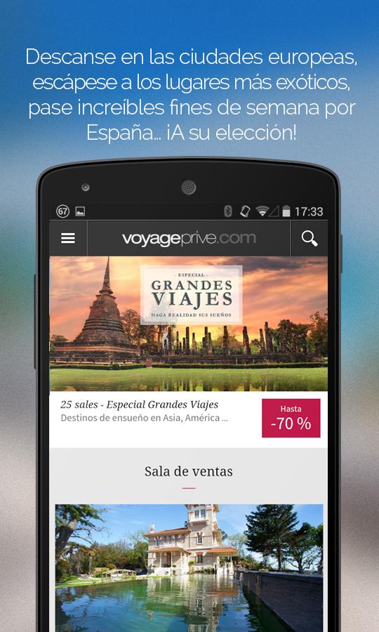 Android application Voyage Prive - Hotels & flight screenshort