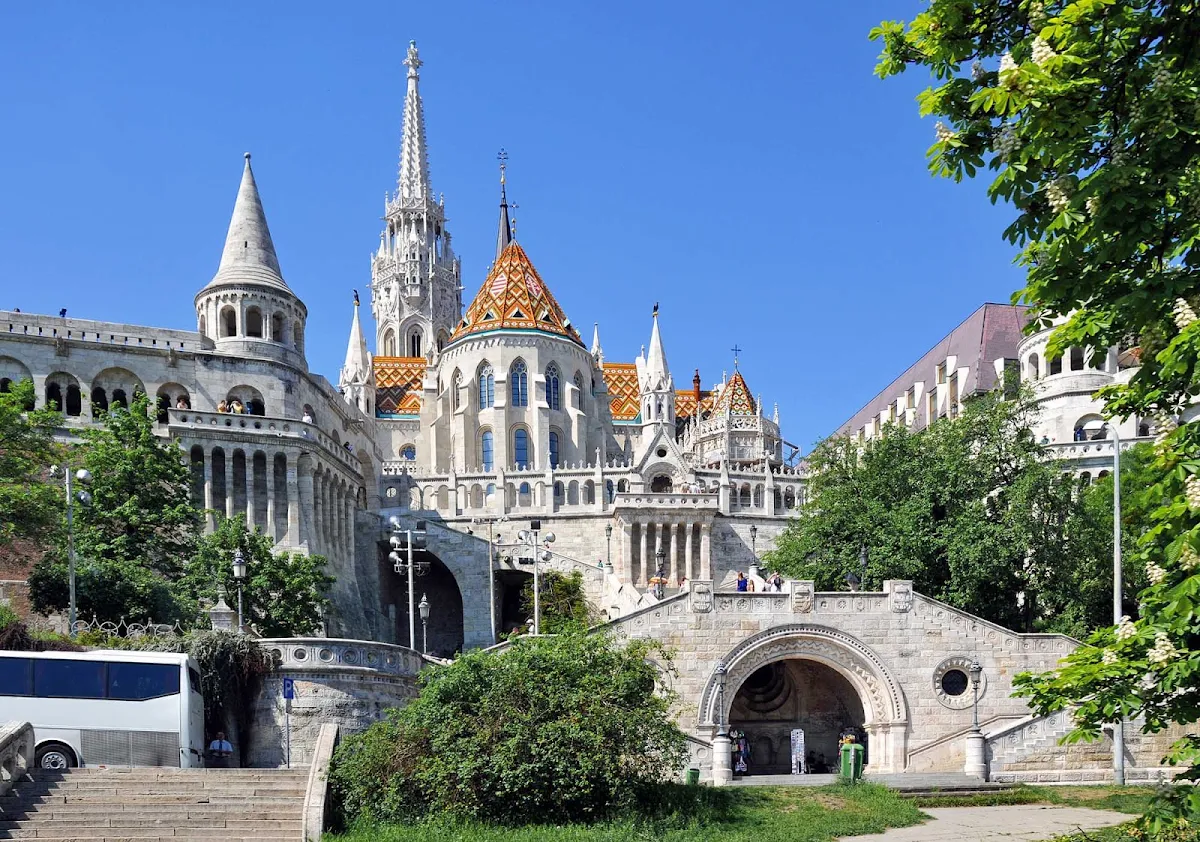 fisherman-bastion-budapest-hungary - Fisherman's Bastion on the Buda bank of the Danube River in Budapest, Hungary.