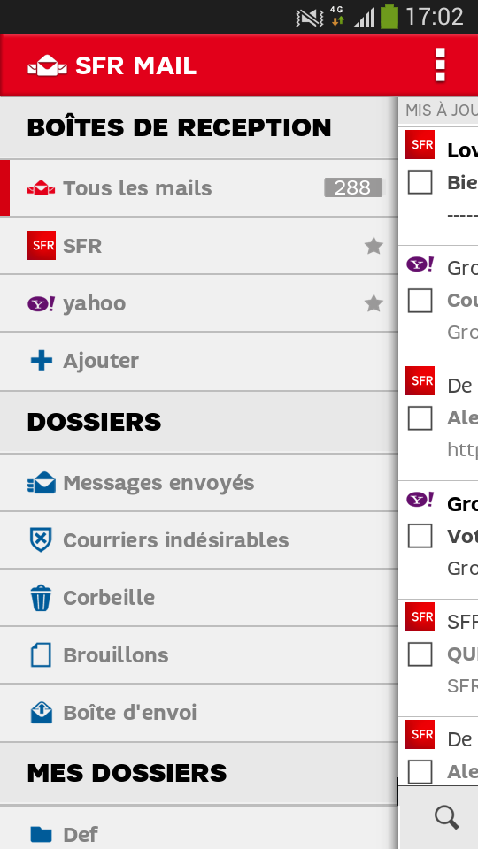 Android application SFR Mail - Boîte mail & Messagerie screenshort