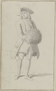 Staande man met steek en mof