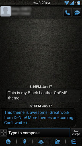 Leather Blue GoSMS Theme