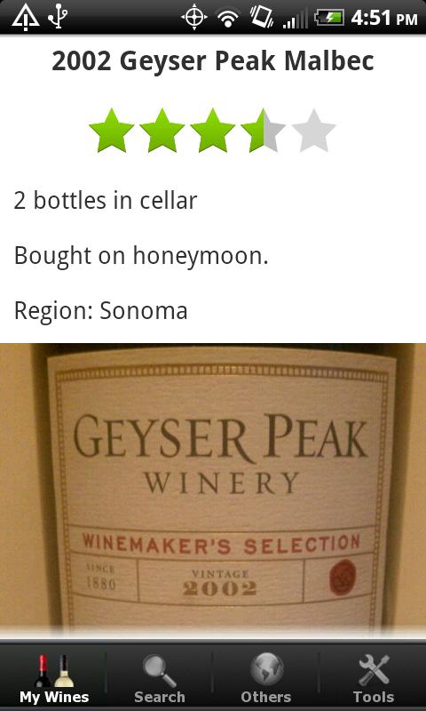 Wine + List, Ratings &amp; Cellar Screen 2