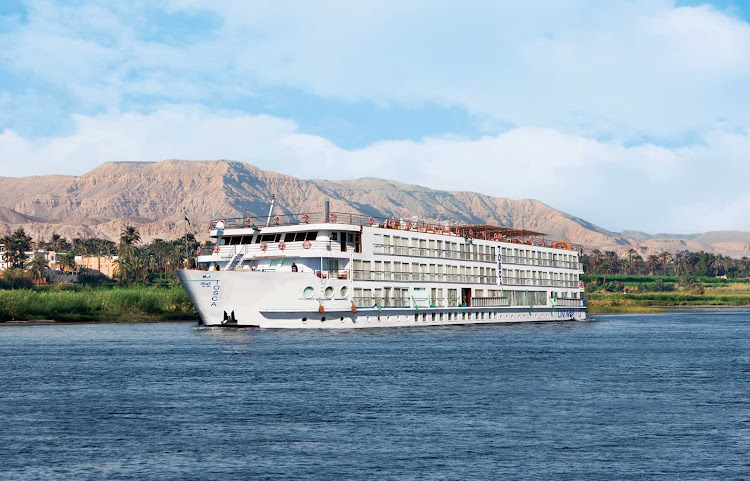 Uniworld's River Tosca sails through the historic Nile River Valley during her voyage through Egypt