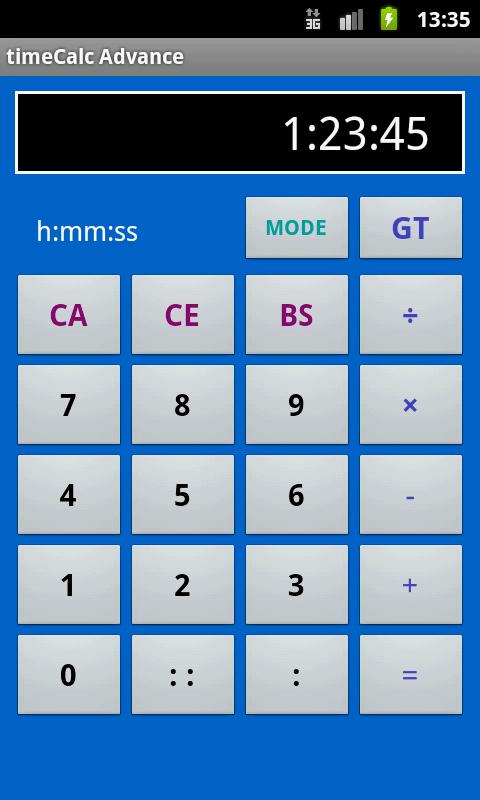 Android application timeCalc Advance screenshort