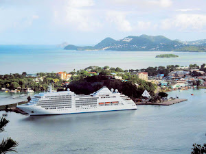 Silver Spirit in St. Lucia in the Caribbean. The ship's lithe size lets it calls on smaller ports that large cruise ships can't reach.