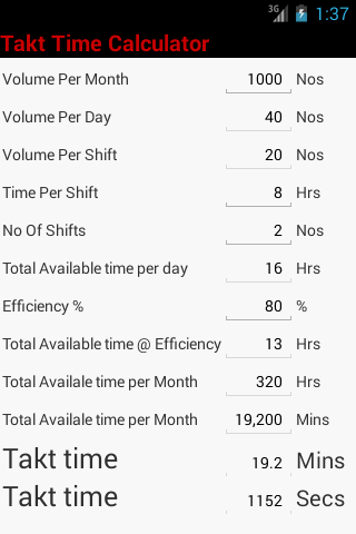 Takt Time Calculator