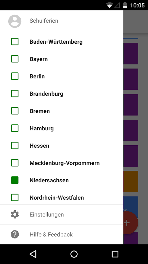 Android application Ferienkalender screenshort