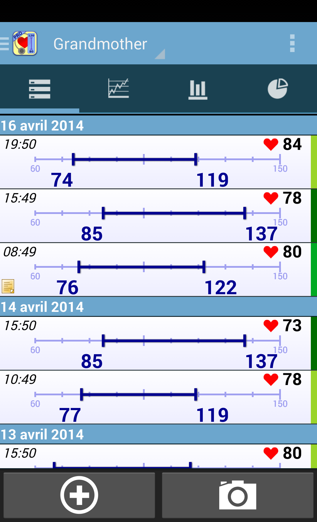Android application Blood Pressure Diary Pro screenshort
