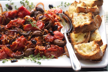 Roasted Tomatoes and Mushrooms with Grilled Bread
