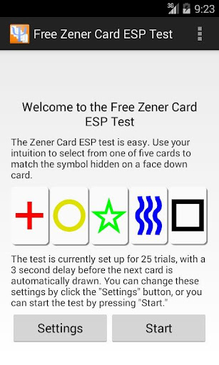 Free Zener Card ESP Test