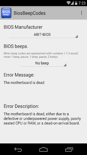 BIOS Beep computer error codes