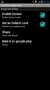 Teddy bear Zipper Lock Screenshots 1