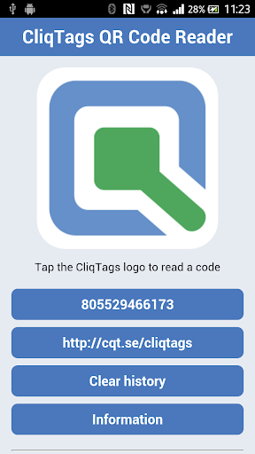 CliqTags QR Code Reader