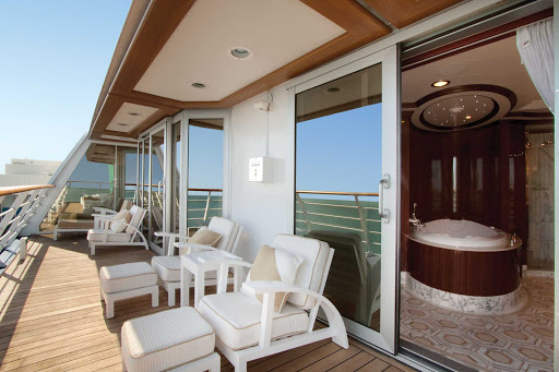 Oceania_OClass_Owners_Suite_Balcony-1 - Revel in the view from your own private balcony when you stay in the Owners Suite aboard Oceania Marina.