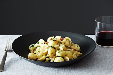 Orecchiette with Cauliflower, Breadcrumbs, Pancetta, and Pepitas