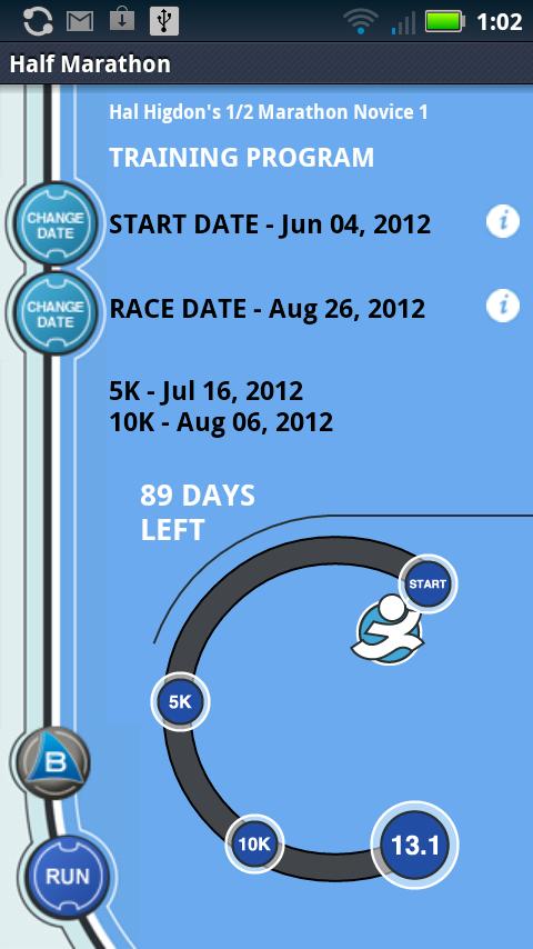 Android application Hal Higdons 1/2 Marathon - N1 screenshort