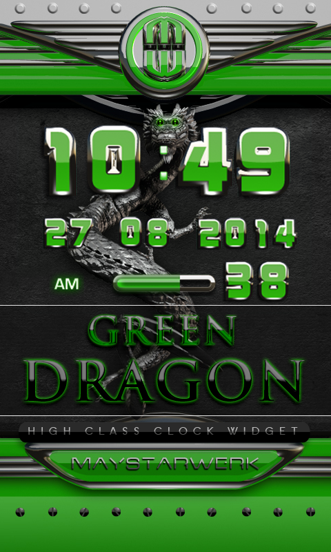Android application dragon digital clock green screenshort