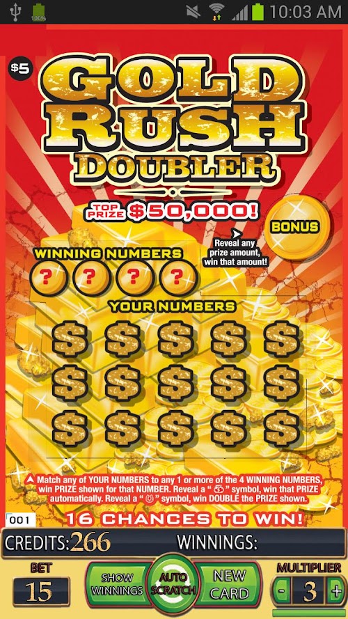Android application =GOLD RUSH DOUBLER Lotto Card= screenshort