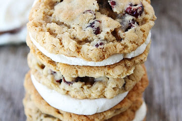 Oatmeal Cranberry Sandwich Cookies with White Chocolate Creme Filling