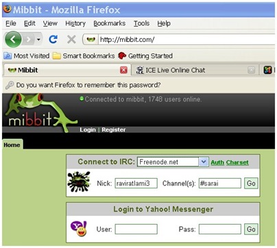 mibbit - online irc chat