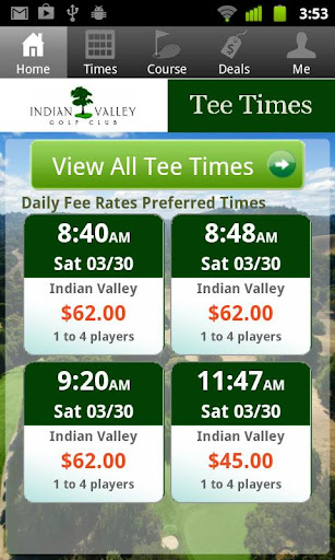 Indian Valley Golf Tee Times