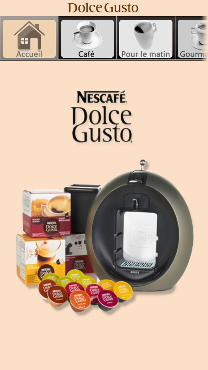 Android application Dolce Gusto screenshort