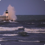 Lighthouse in Stormy Waves HD