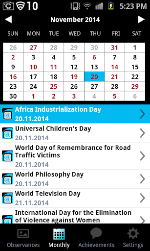 UN Calendar of Observances