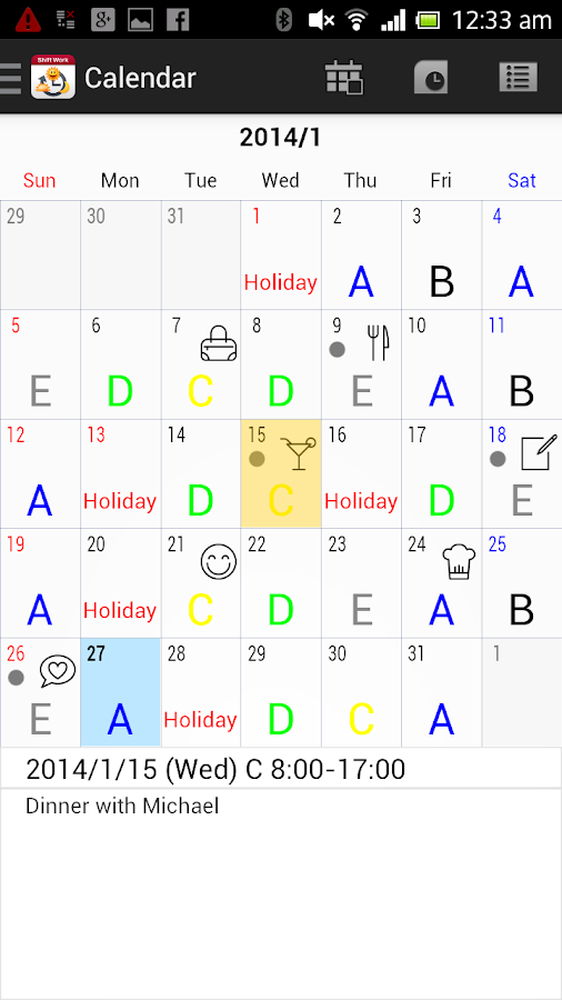 Shift Work Calendar Android Apps on Google Play
