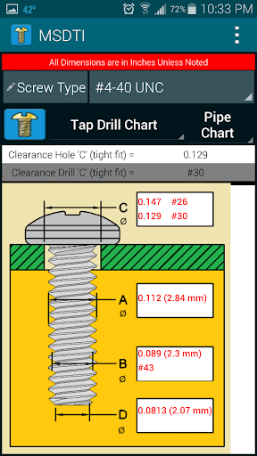 Machine Screws Drill Tap Info