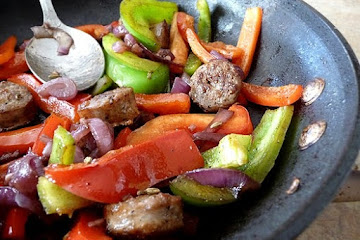Mascarpone Polenta with Sausage and Peppers