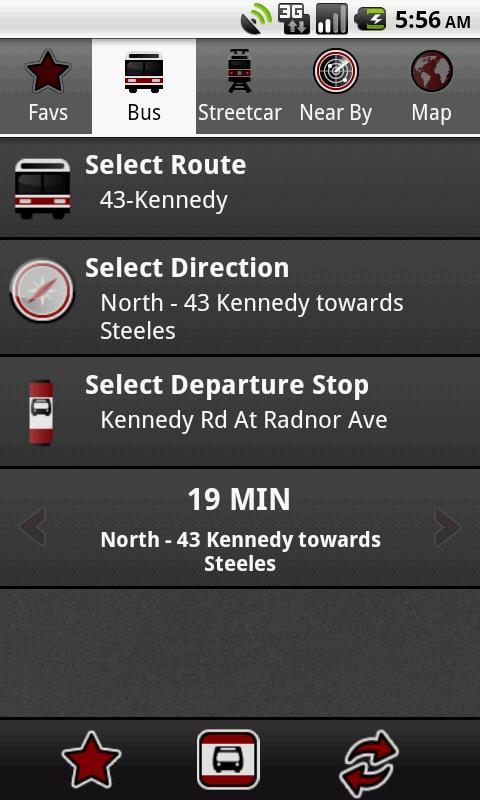 Android application Toronto Transit Tracker screenshort