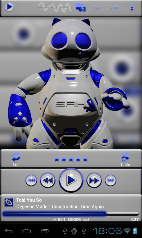 poweramp skin blue 3d Screen 2