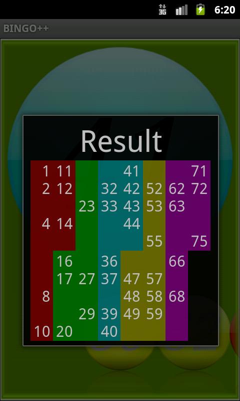 BINGO++ Screen 3