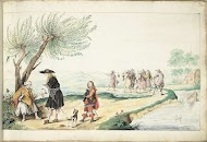 Roma-vrouw leest de hand van een heer (Moses?)