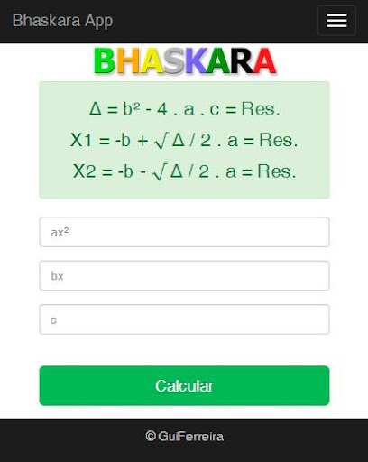 Bhaskara Calculator