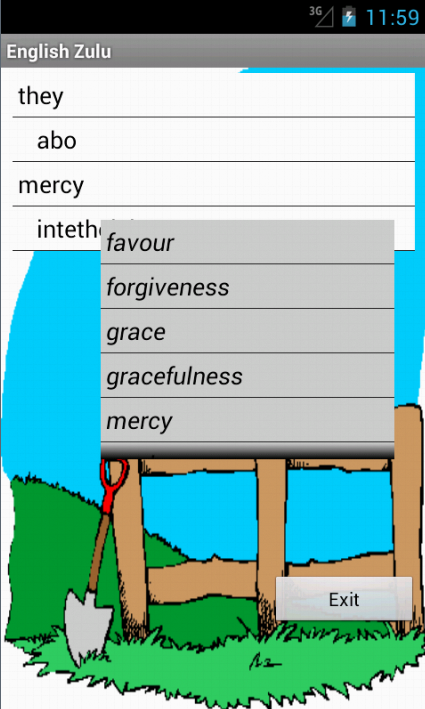 English Zulu Hangman Screen 3